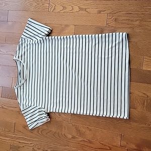 Shein black and white striped tee shirt dress medium